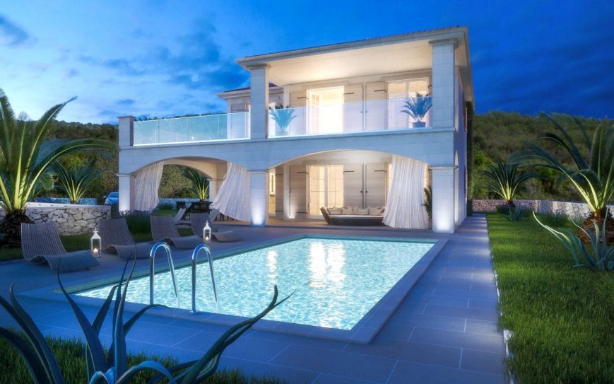 Insel Krk, Kvarner: Villa mit Swimmingpool und Meerblick