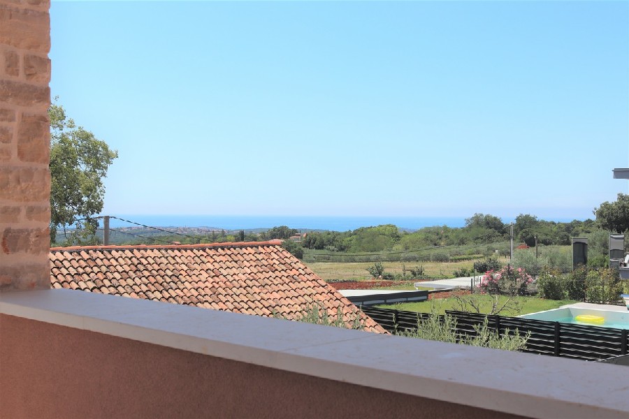 Meerblick von der Terrasse der Immobilie H1512 in der Region Porec, Kroatien.