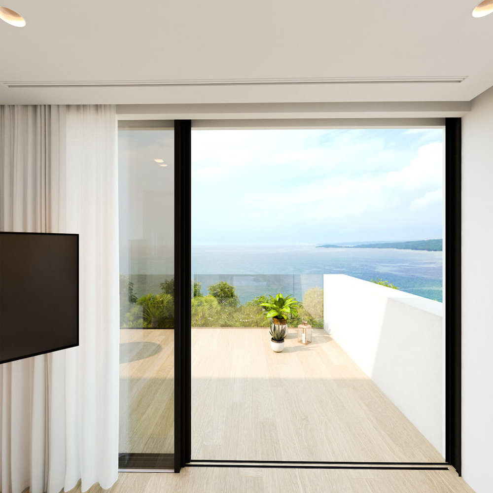 Der Blick aufs Meer über die Terrasse vom Luxus-Appartement in Meernähe zum Verkauf auf Krk. Immobilien mit Meerblick - Panorama Scouting