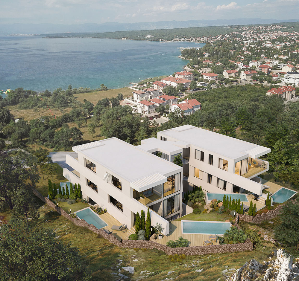 Die Lage des Luxusappartements zum Verkauf in Kroatien auf der Insel Krk.