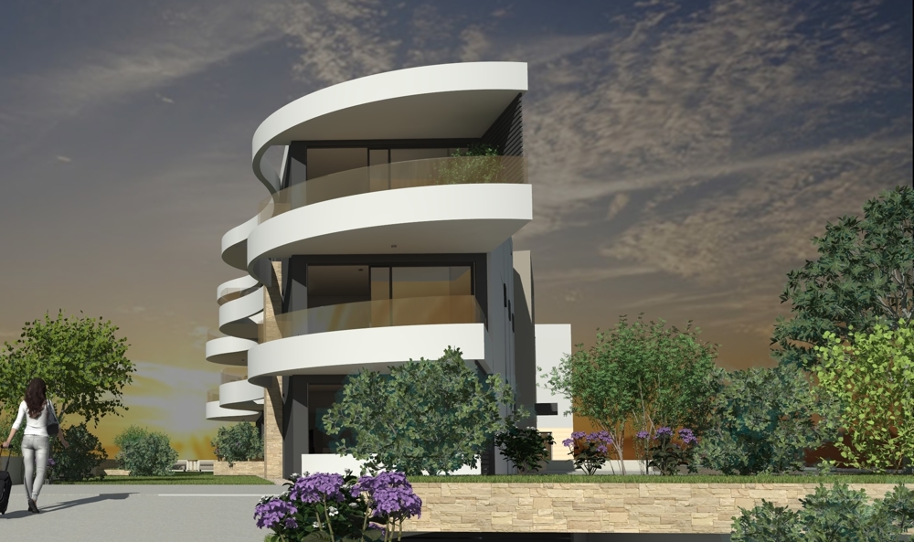 3D-Visualisierung eines Neubauprojekts in Kroatien mit verschiedenen zum Verkauf stehenden Appartements.