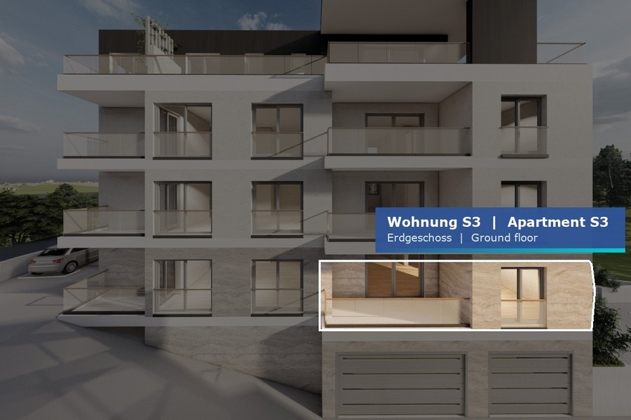 Lage der Wohnung S3 im Erdgeschoss des Neubaus in Primosten