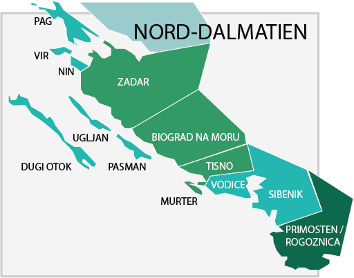 Immobilienpreise im Detail in Nord-Dalmatien, Kroatien.